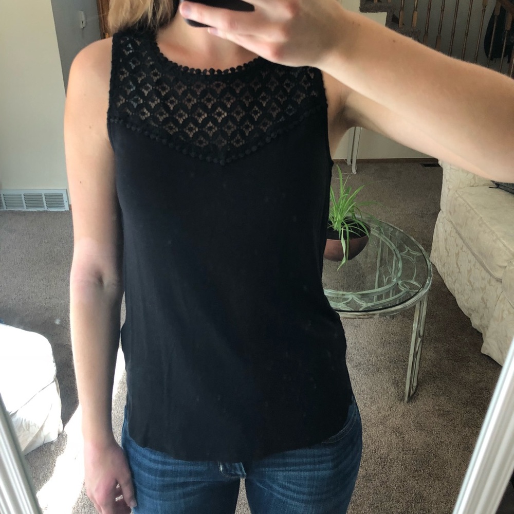 Black Tank with Eyelet Details